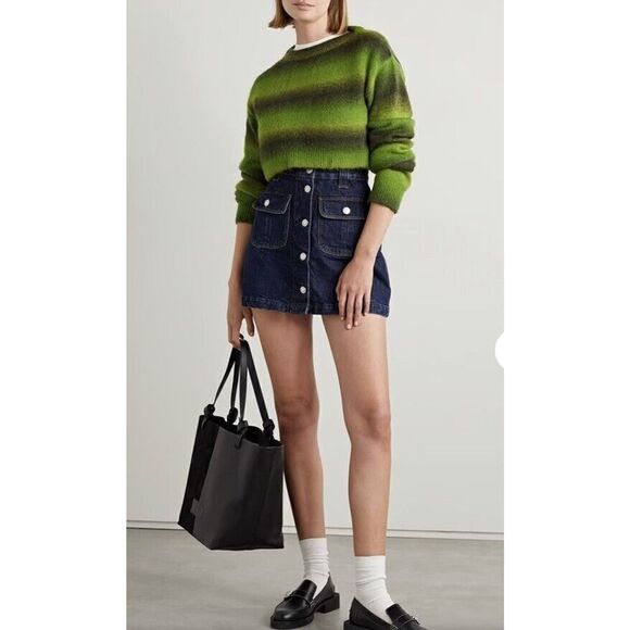 Re/Done Cropped Striped Knit Sweater Ombre Space Dye Wool Alpaca Sz S $395 NWT - Picture 5 of 10